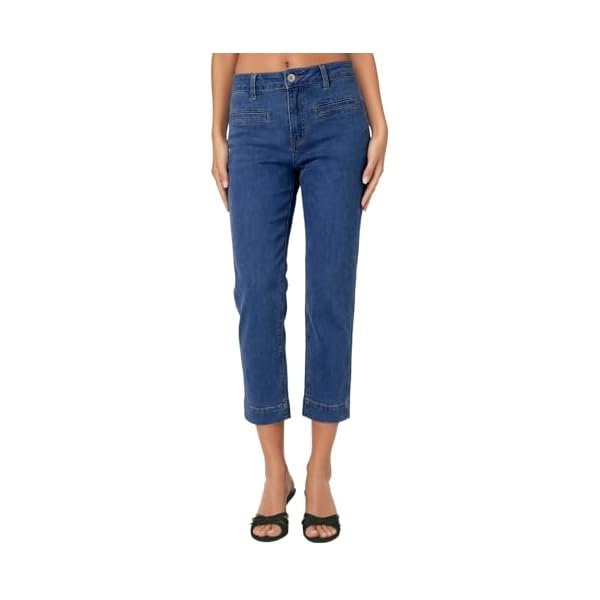 Women's Capri Jeans High Waist Stretchy Skinny Jeans Casual Summer Trendy Cropped Pants with Welt Pockets