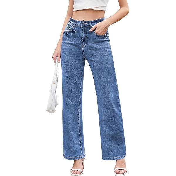 Jeans for Women Trendy High Waisted Straight Jeans Loose Wide Leg Stretchy Denim Pants with Pockets 2025 Fashion